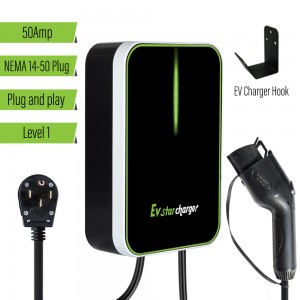 EVstarcharger 50 Amp Electric Vehicle Charging Station – Powerful Level 1 EV Charger (120V) with NEMA 14-50 Plug/Hardwired – CE Certified for J1772 EVs