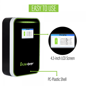 EVstarcharger Level 1 Smart Electric Vehicle (EV) Charger, 32 Amp 110V-120V with 4.3 inch display Indoor/Outdoor Car Charging Station, 20-Foot Premium Cable (NEMA 14-50 Plug)
