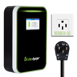 EVstarcharger Plug and play Home Electric Vehicle (EV) Charger, 50 Amp Level 2, 4.3 inch LED screen EVSE, Indoor/Outdoor Car Charging Station, with NEMA 14-50 and 20-Foot Premium Cable